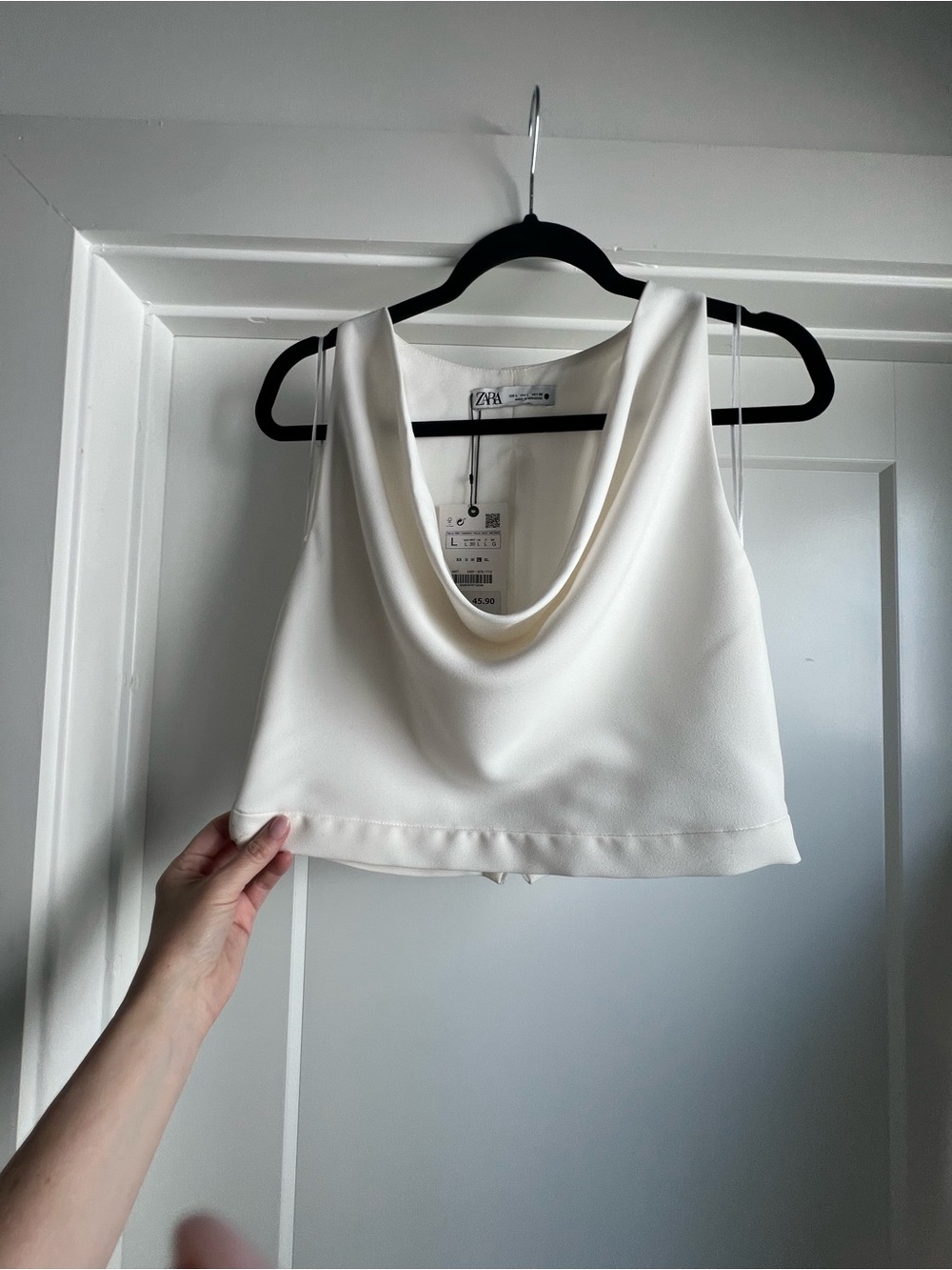 Zara Ivory Cowl Neck Cropped Camisole